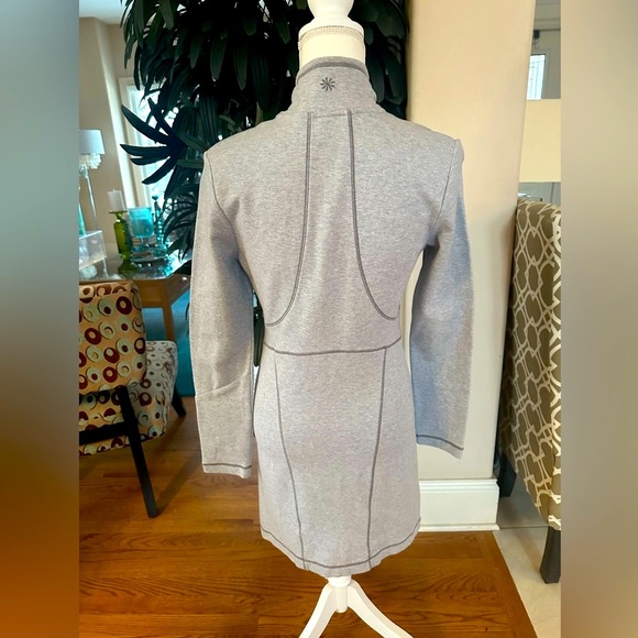 💗💕Athleta Grey Knit Quarter zip LS SLIMMING Sports Knit Fitted Mini Dress S💗💕 - Picture 4 of 8